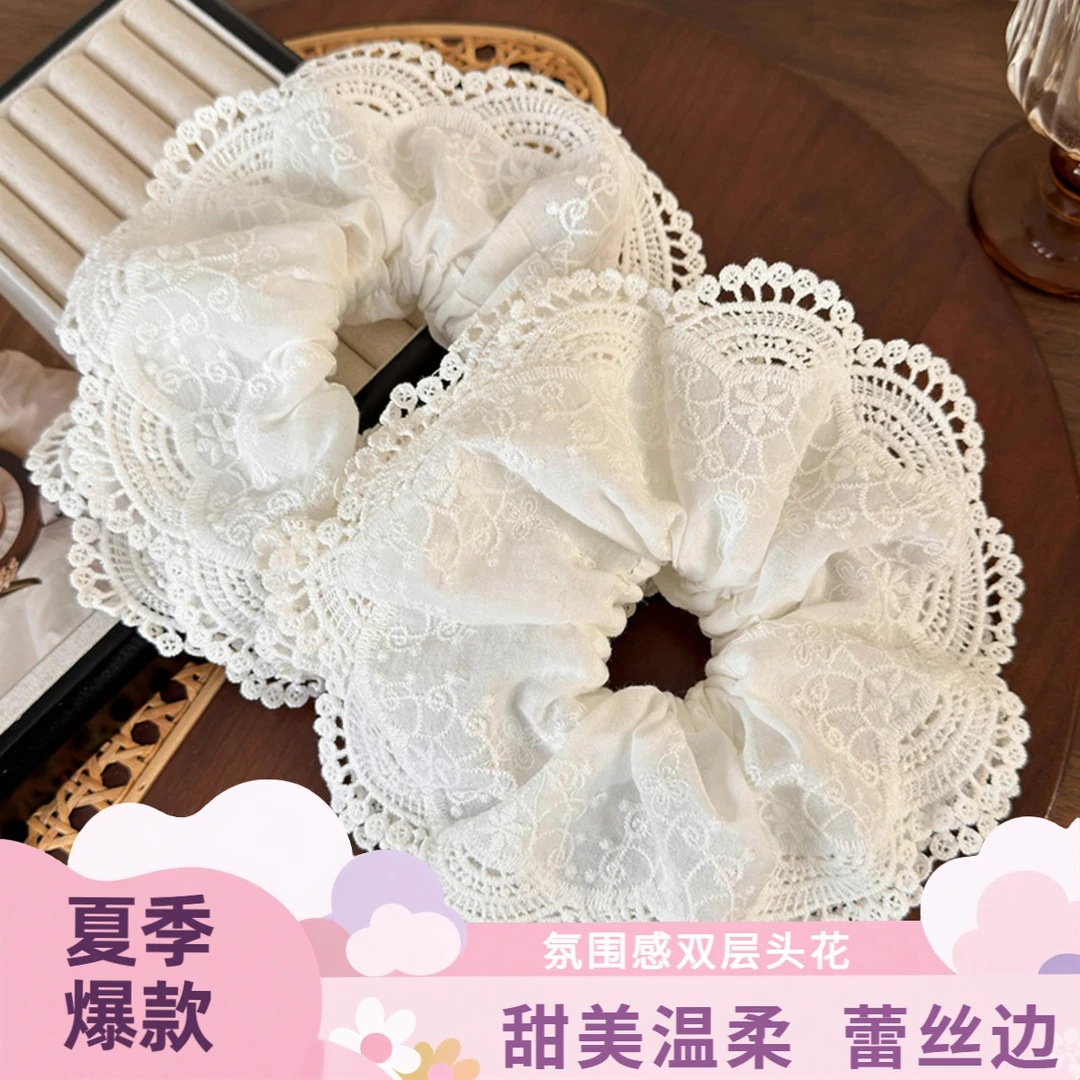 韩系大号大肠发圈女双层氛围感头花大肠小众高级头绳发饰简约皮筋