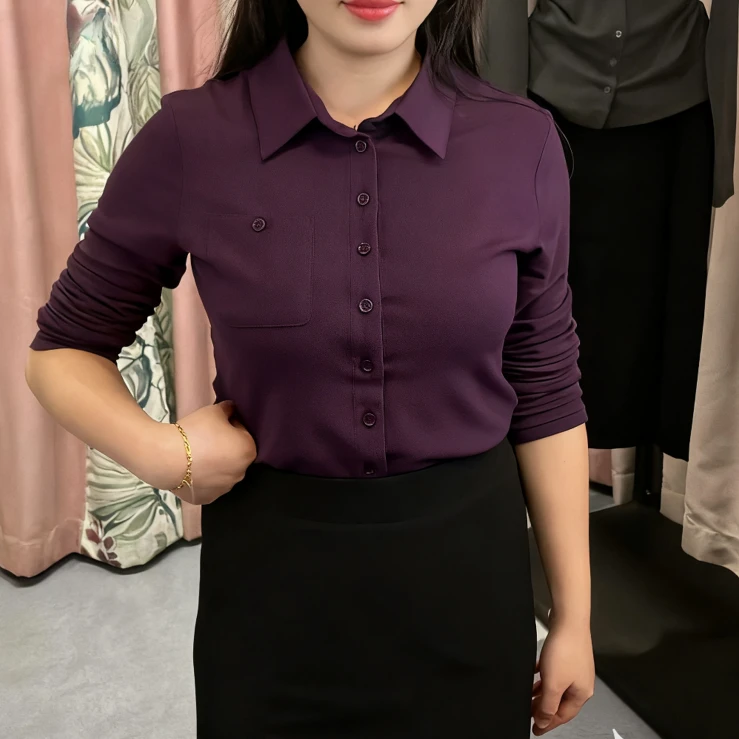 {专柜}正品商场同款2025秋冬新款莫代尔通勤简约衬衫上衣1300820