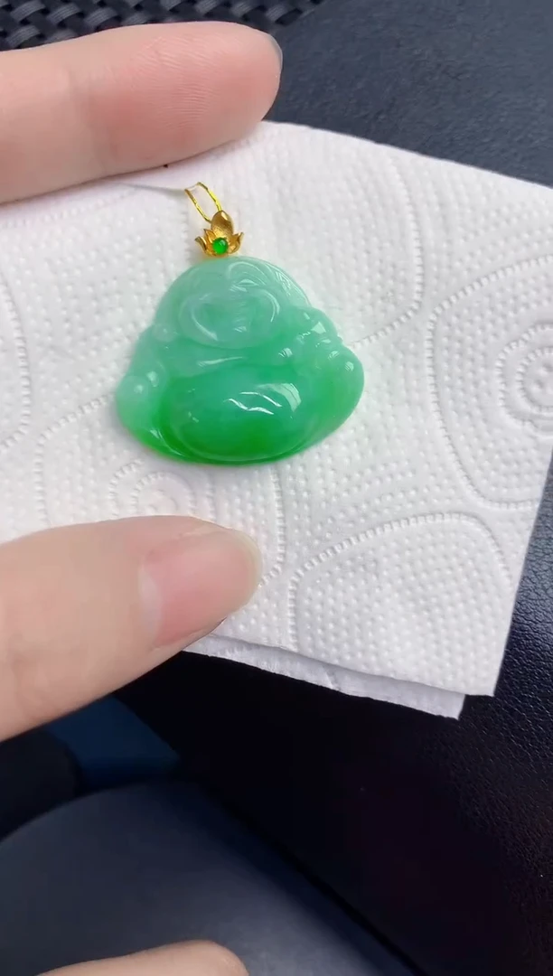 颈饰18K金镶嵌翡翠天然翡翠缅甸A货