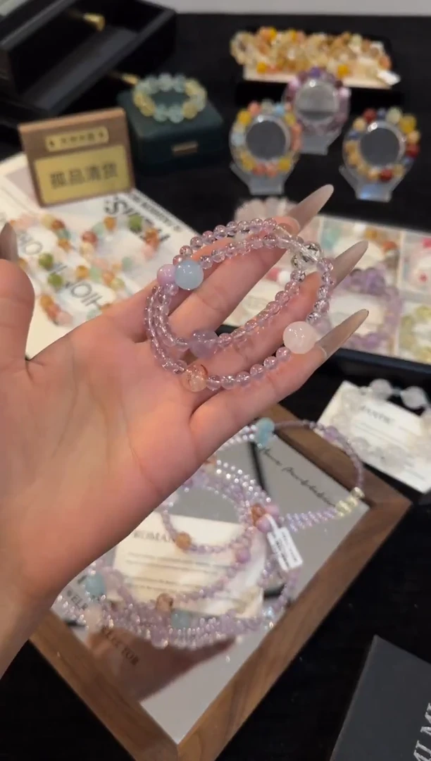 合金手链水晶紫水晶双圈手链x3340