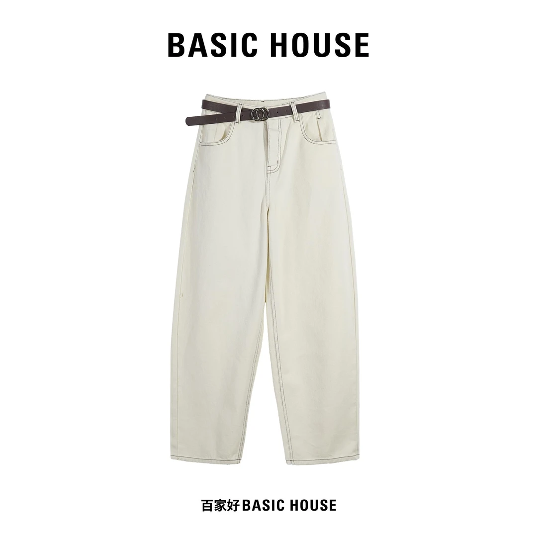 【芋总专享】Basic House/百家好加绒牛仔裤高腰直筒秋冬新款K042