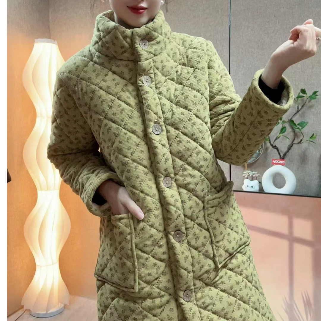 冬季新款高级大气妈妈装加绒加棉保暖棉服棉衣