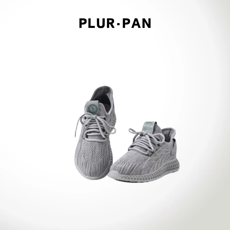PLUR·PAN情侣款 防污防溅水防滑透气网面飞织跑步鞋