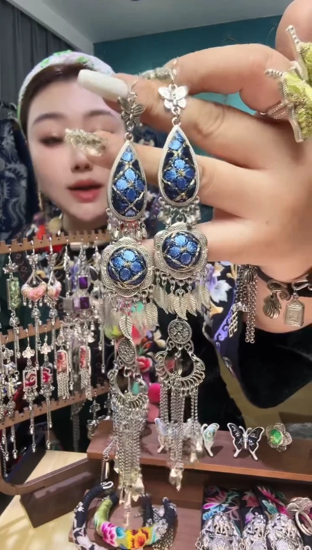 刺绣纯手工民族风刺绣耳环