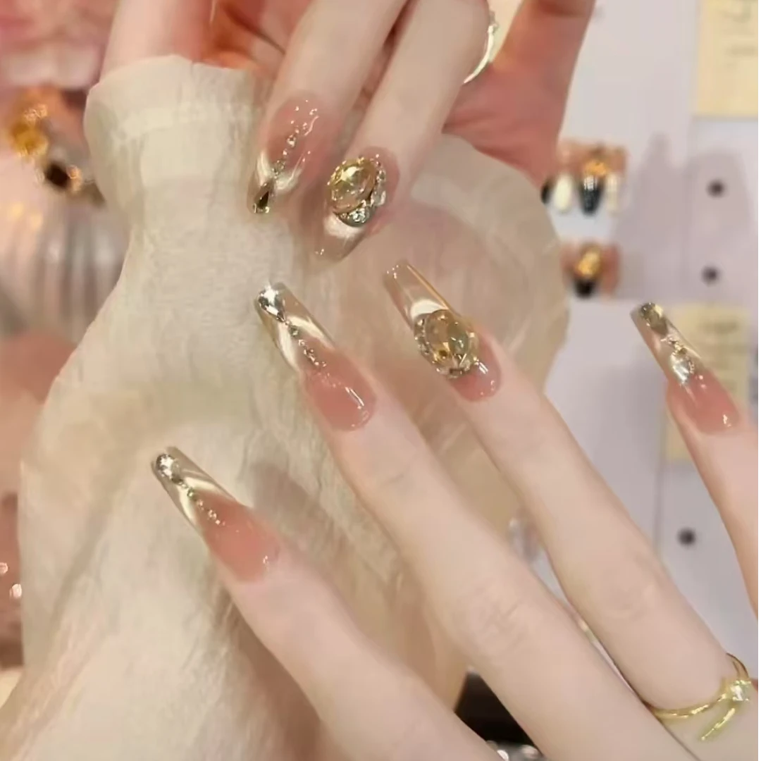 【日照金山】春日爆闪纯手工微笑猫眼光疗可拆卸穿戴甲