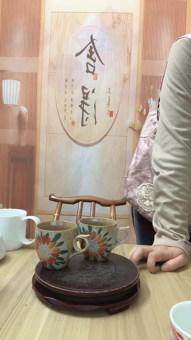 瓷汤*饭手绘玲珑陶泥 咖啡杯 2个