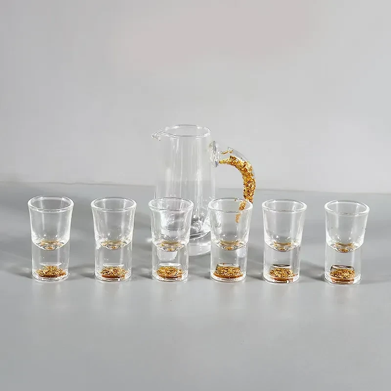 金箔玻璃分酒器酒具一壶六杯轻奢礼盒装2124