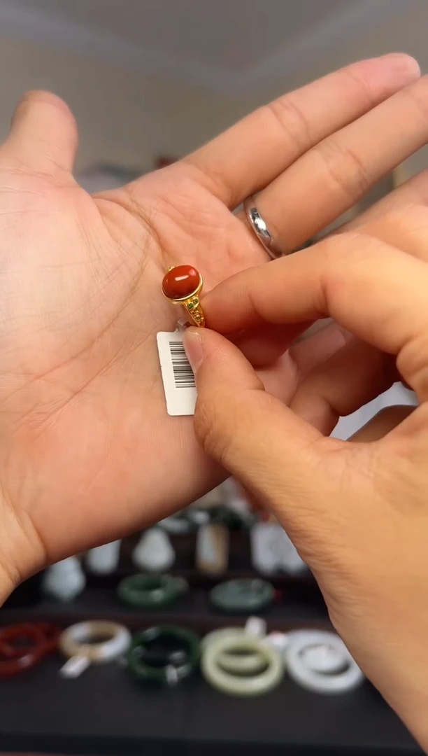 颈饰银S925镶嵌南红玛瑙戒指