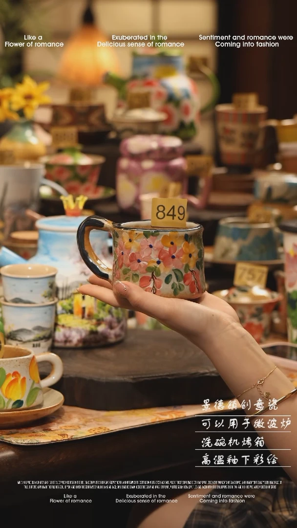 陶瓷849景德镇高温釉下彩绘设计师款式