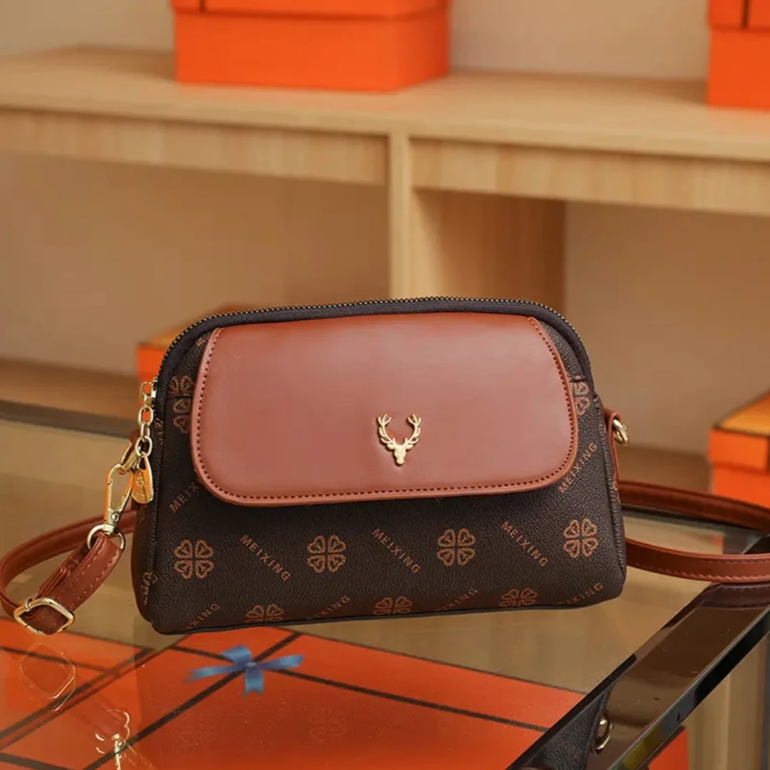 （长22cm 高15cm厚8cm)时尚单肩新款斜挎手机包001棕色