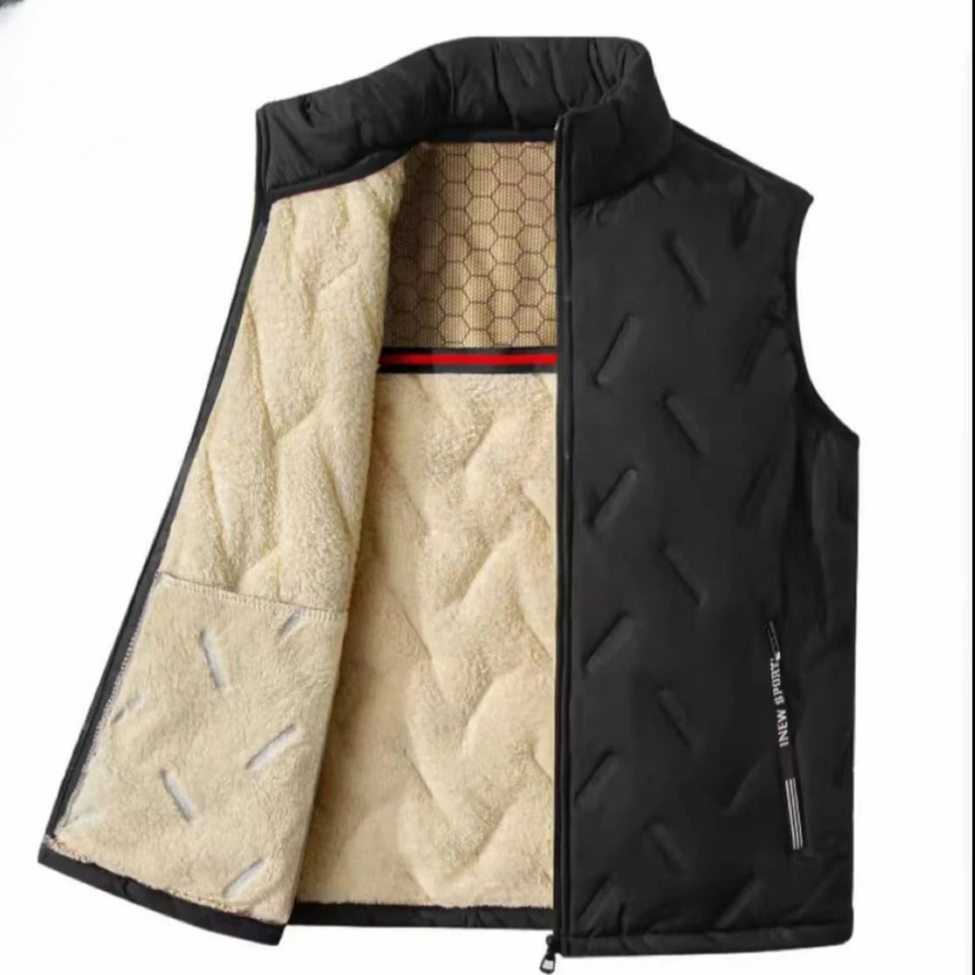 秋冬立领休闲加绒加棉保暖背心情侣加厚马甲