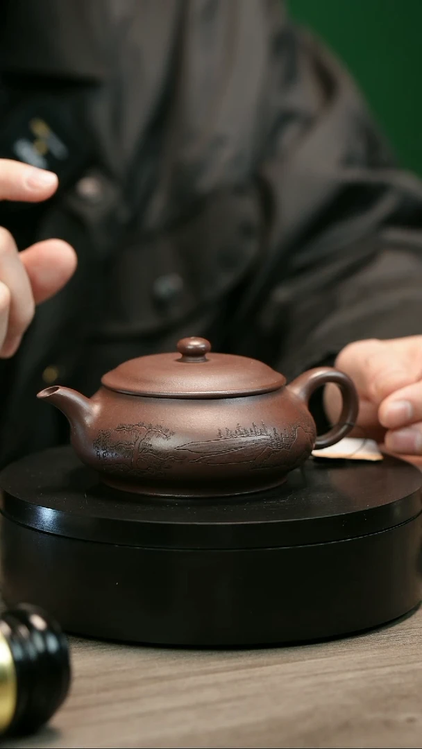 茶壶紫砂气*H2468周秀芳刻绘明炉