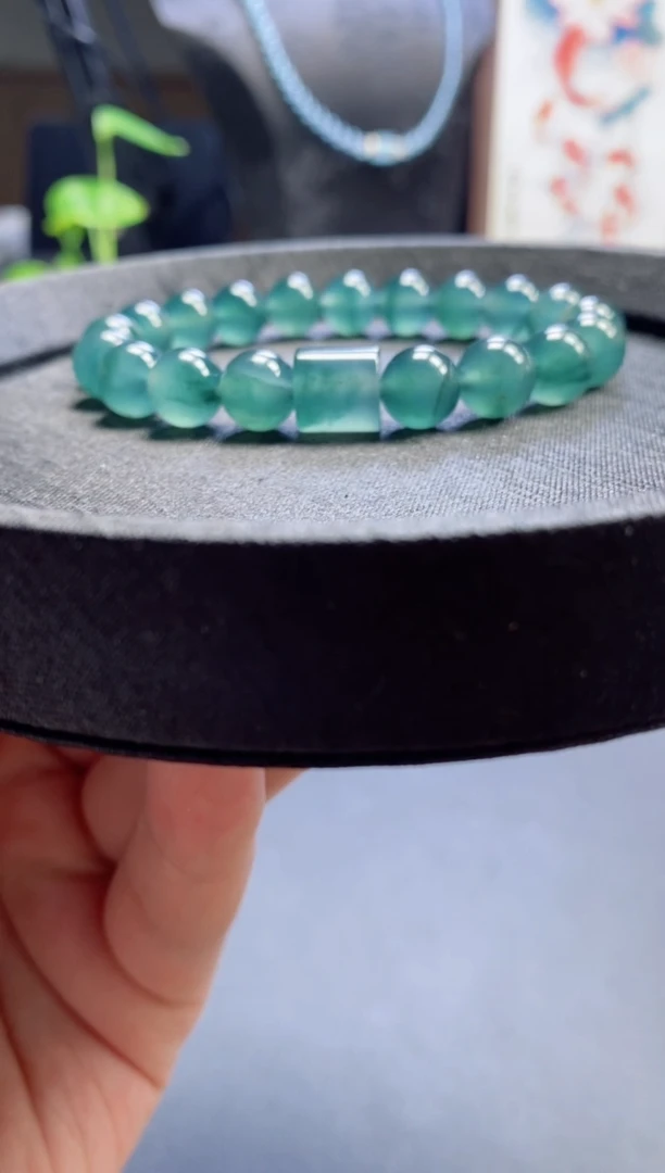 颈饰未镶嵌翡翠0349703740（高冰飘绿花卡10*20颗）