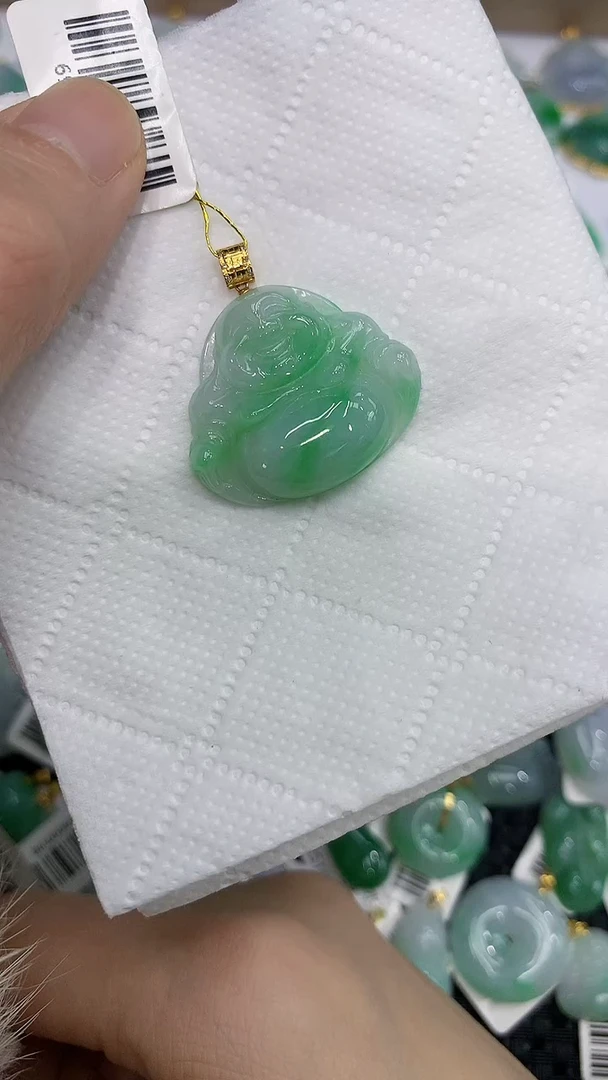 颈饰18K金镶嵌翡翠a货支持复检百元以上9元证书费自理