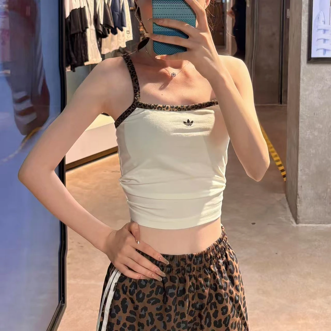 adidas阿迪达斯 豹纹运动修身吊带背心JW7309