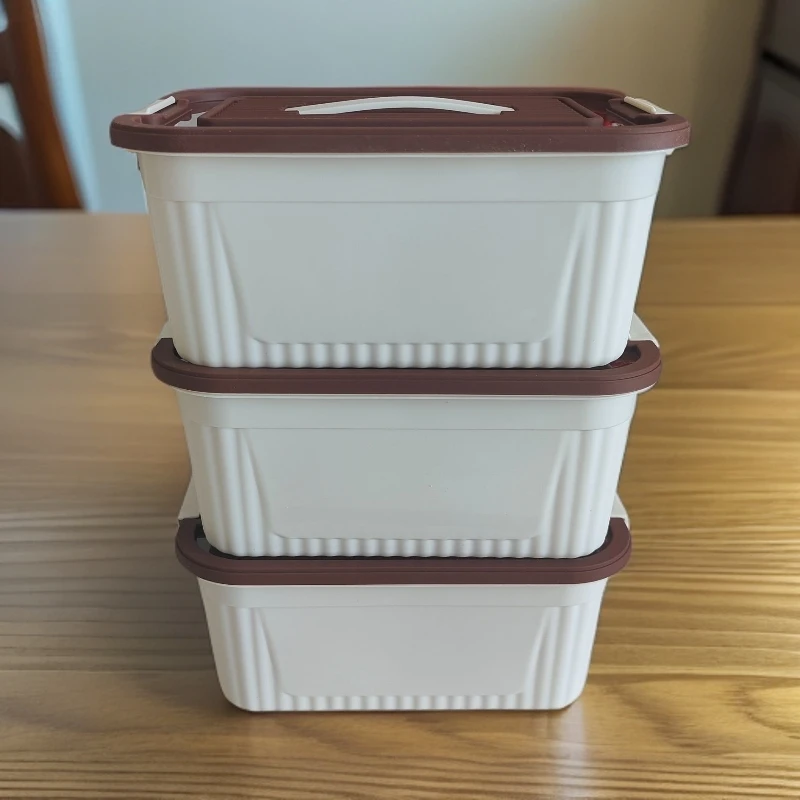 Z2【三套】奶白色收纳箱家用收纳储物杂物玩具整理宿舍收纳盒