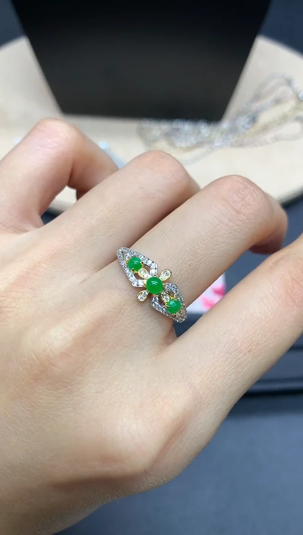 【闪购商品】翡翠戒指银S925镶嵌蛋面【多样性发其一】