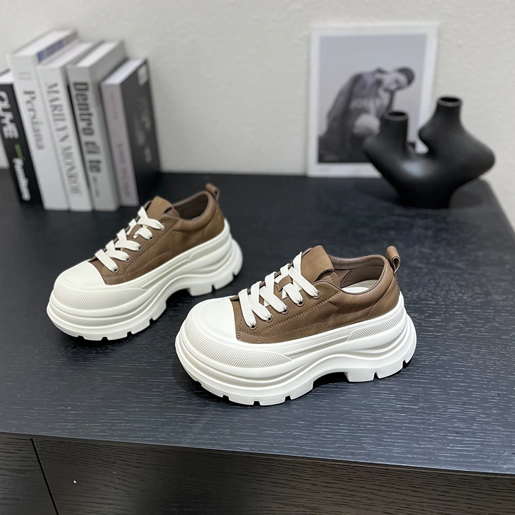 2025秋季新款小个子6cm轻便厚底增高休闲英伦风时尚百搭松糕女鞋