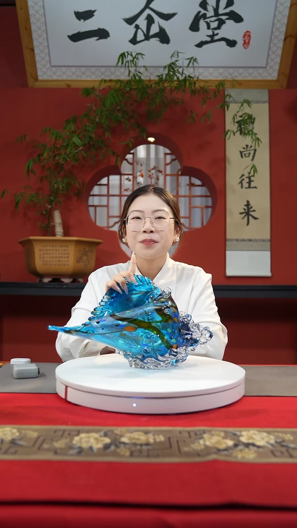 【闪购商品】琉璃手工艺品蓝色海螺