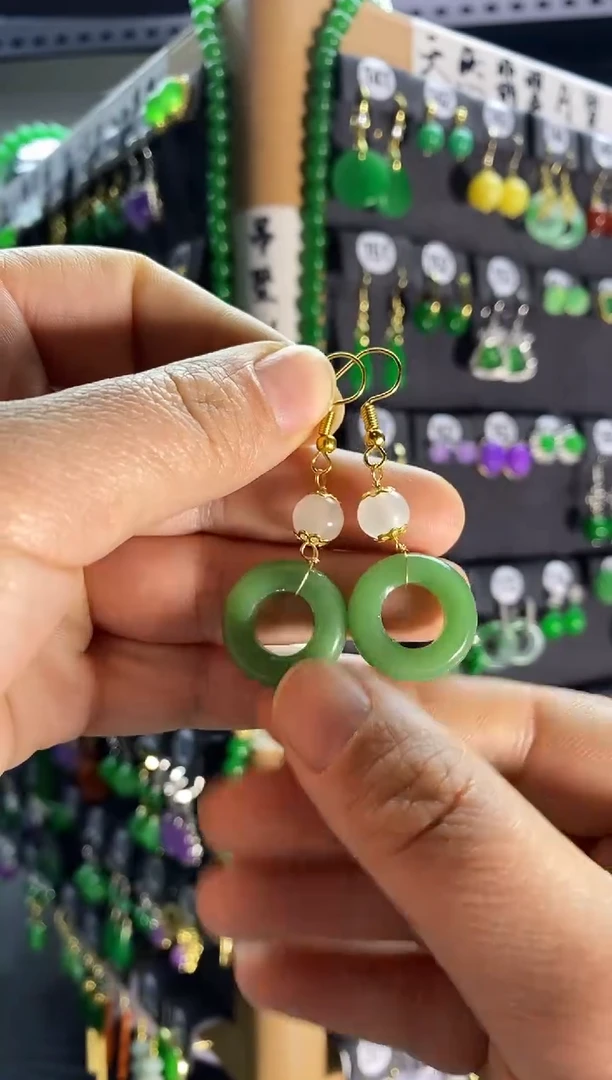 【闪购商品】和田玉耳饰银S925镶嵌029