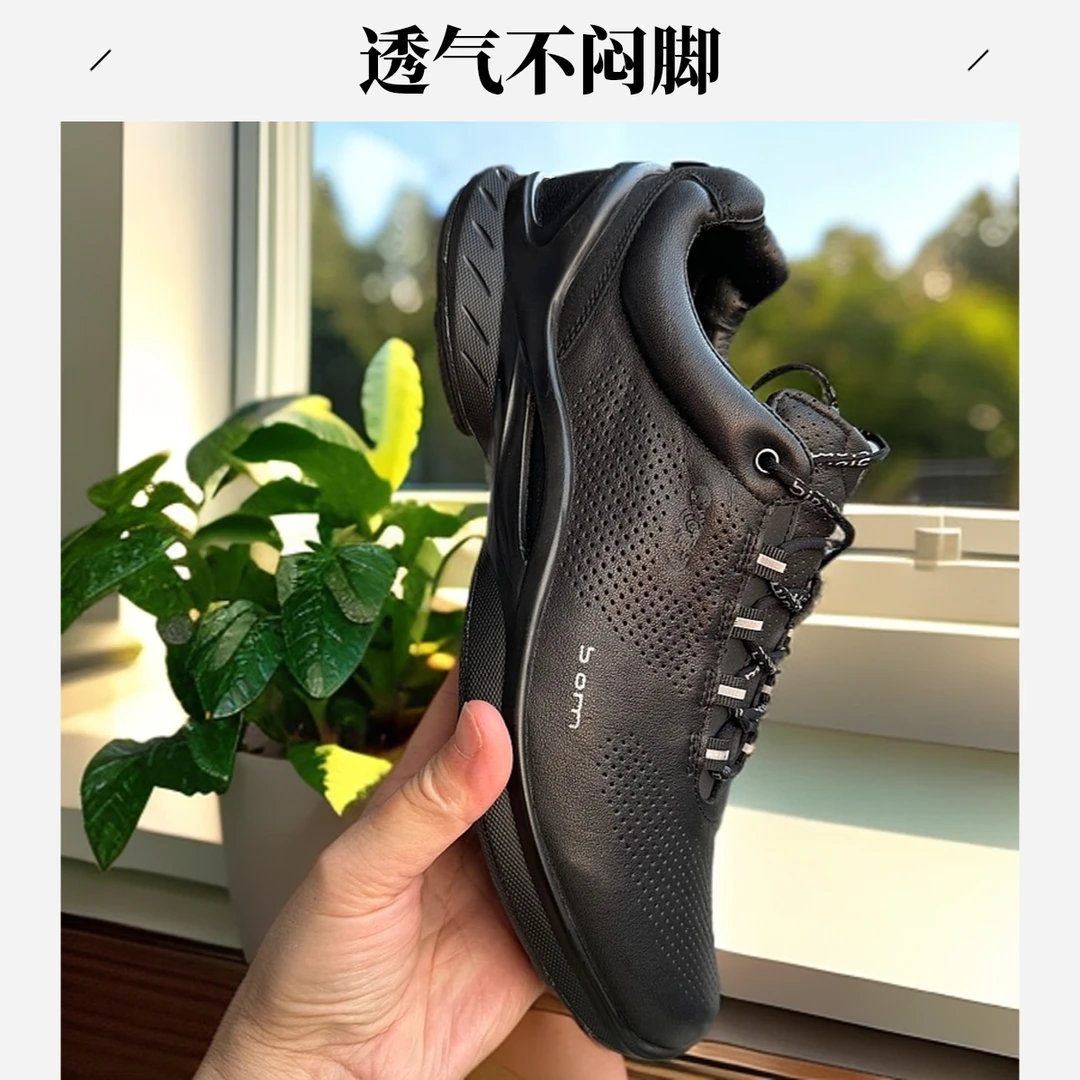 小经典头层牛皮牛夏季透气轻便软底回弹耐磨防滑男士休闲皮鞋