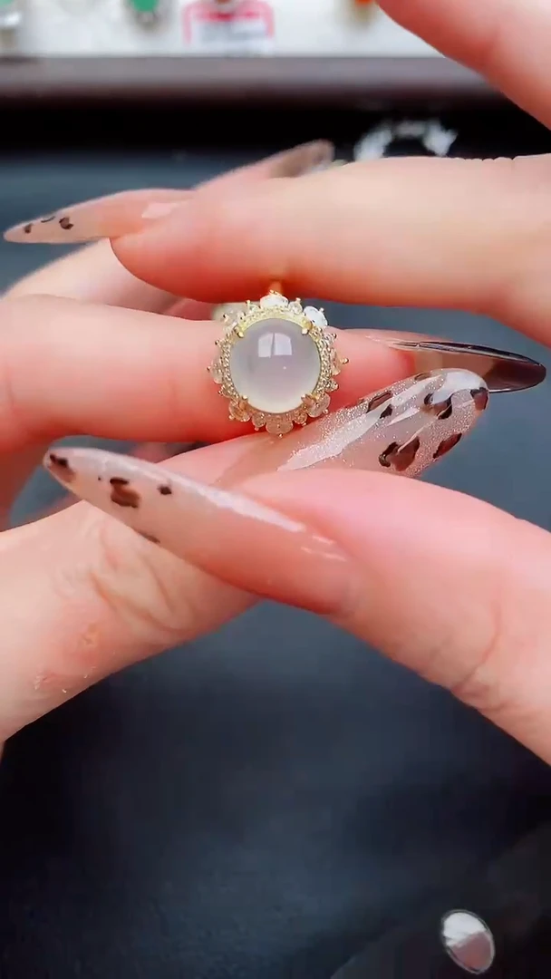 银S925镶嵌戒指翡翠...