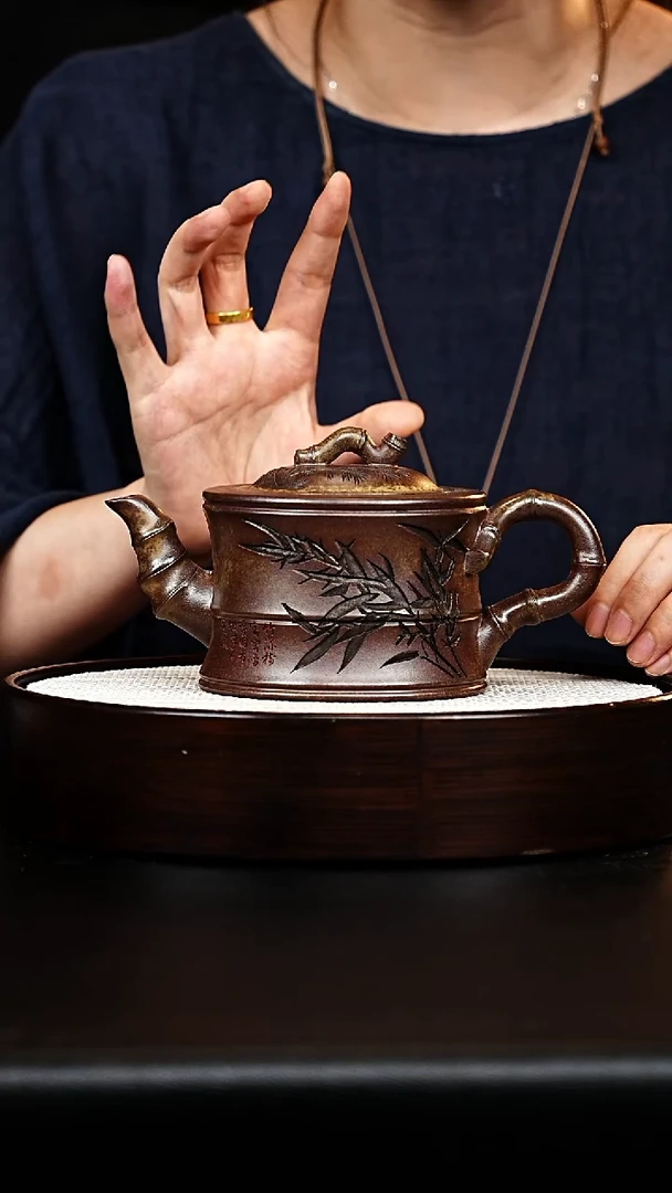 茶壶紫砂宜兴紫砂 一品竹段 虎皮金砂 王燕 h157