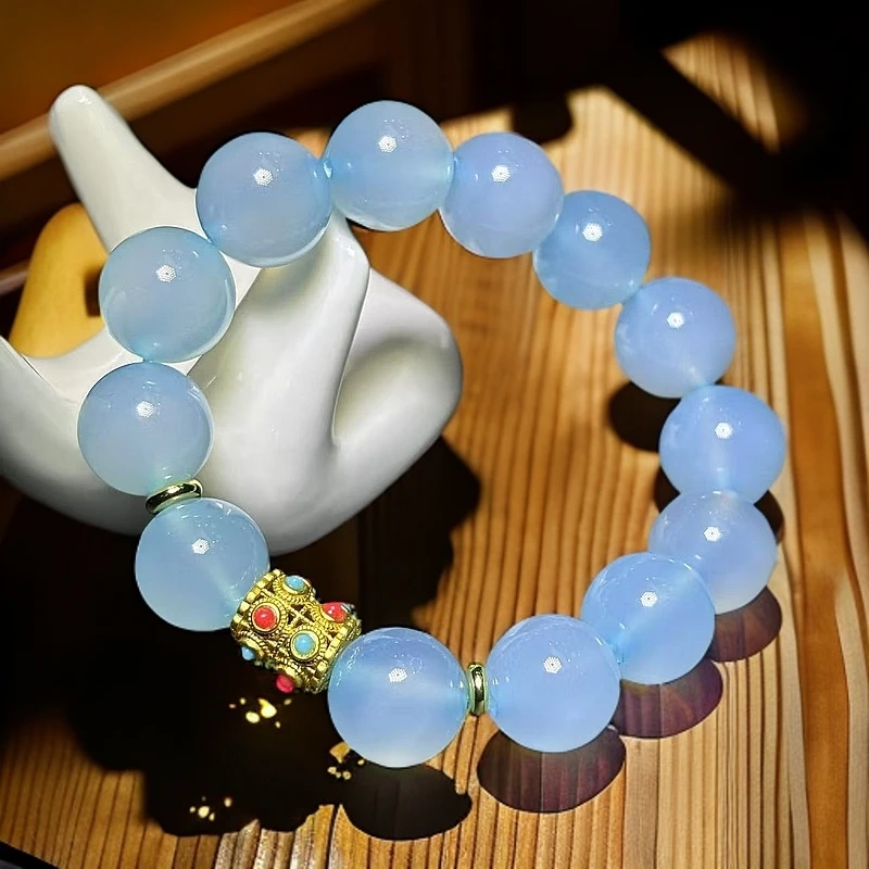 面面来财珠宝S7602卡14左右-月亮女神海蓝之谜福神石玛瑙手串