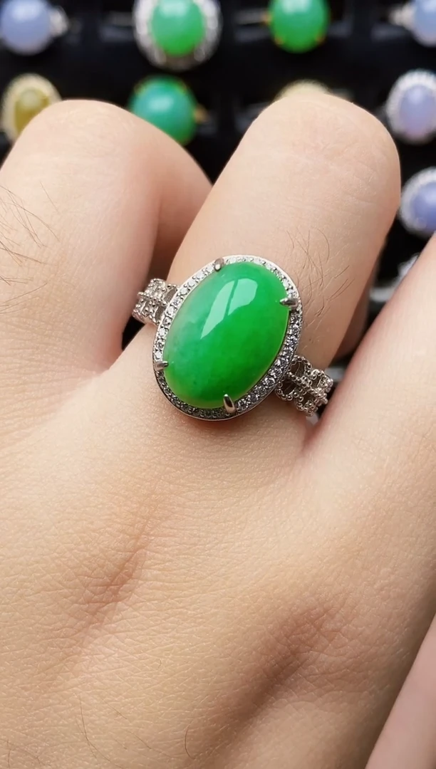 银S925镶嵌戒指翡翠1021