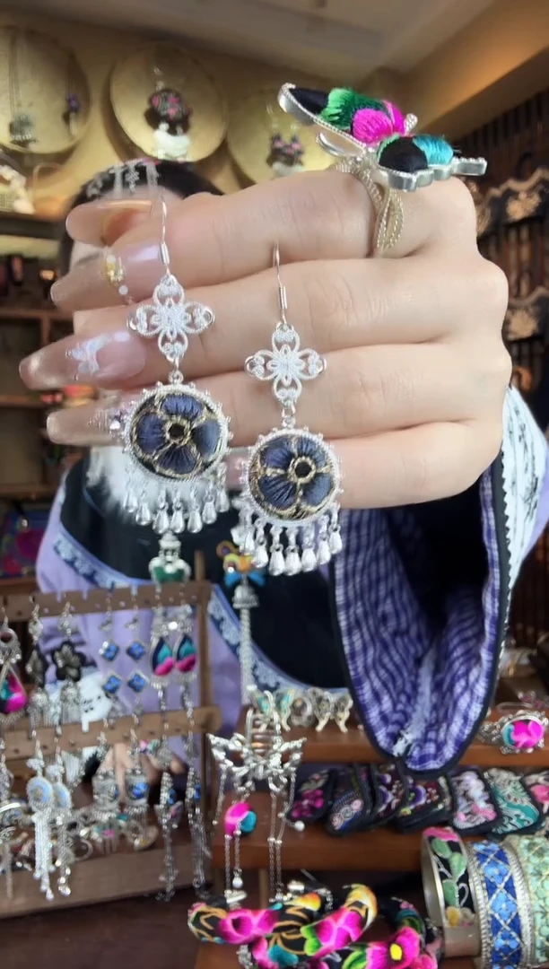 刺绣非遗刺绣民族风耳环