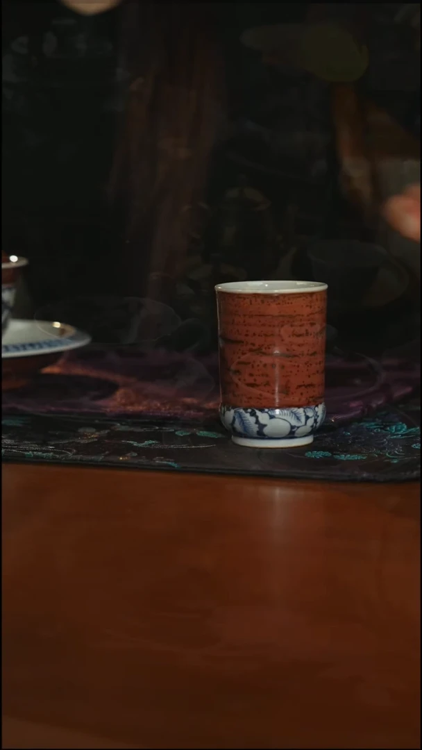 瓷片畅怀堂枣皮红福禄潜心杯