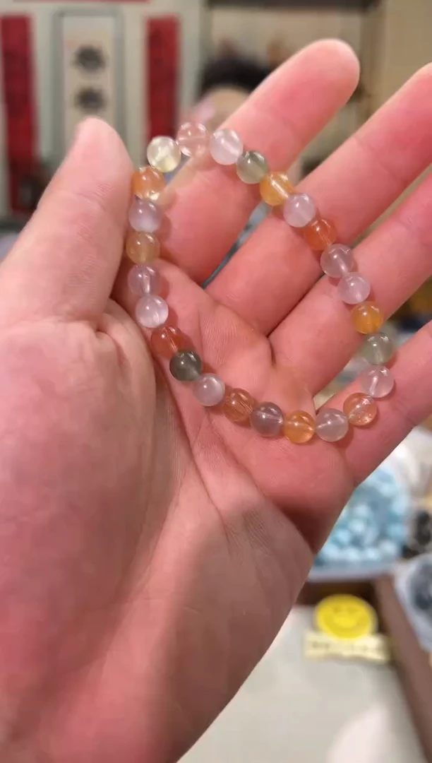 发晶手链未镶嵌7.5mm+彩兔毛（多样性发一）