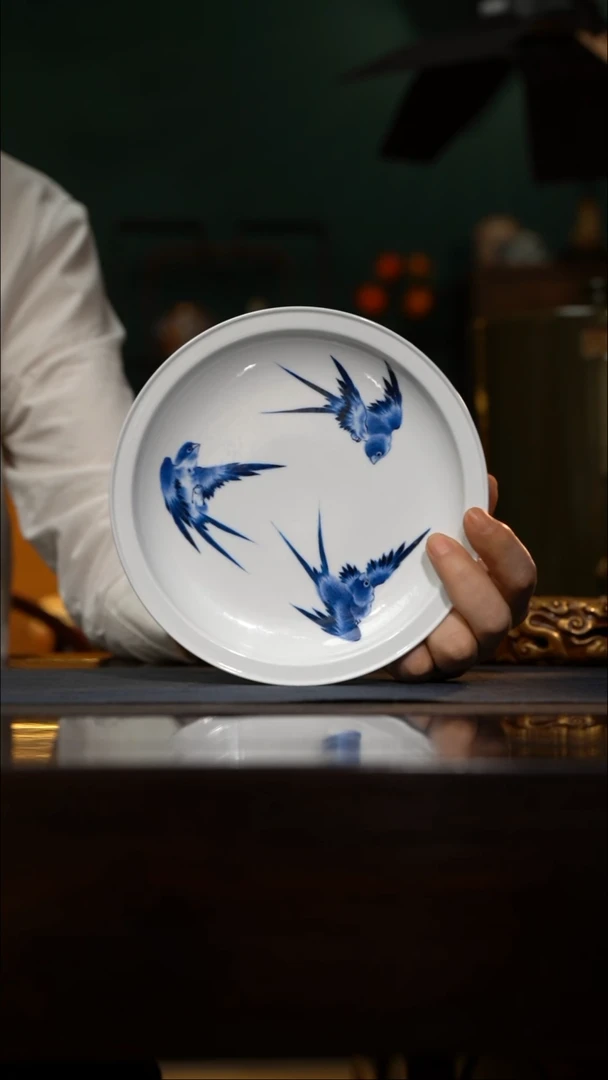 瓷片峰*游玉堂 仿王步青花大雁壶承