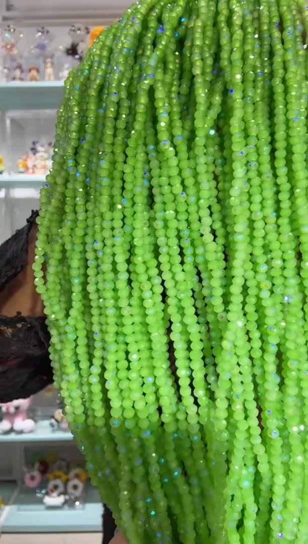 玻璃2826卡2水晶扁10条微光彩翡翠绿玉