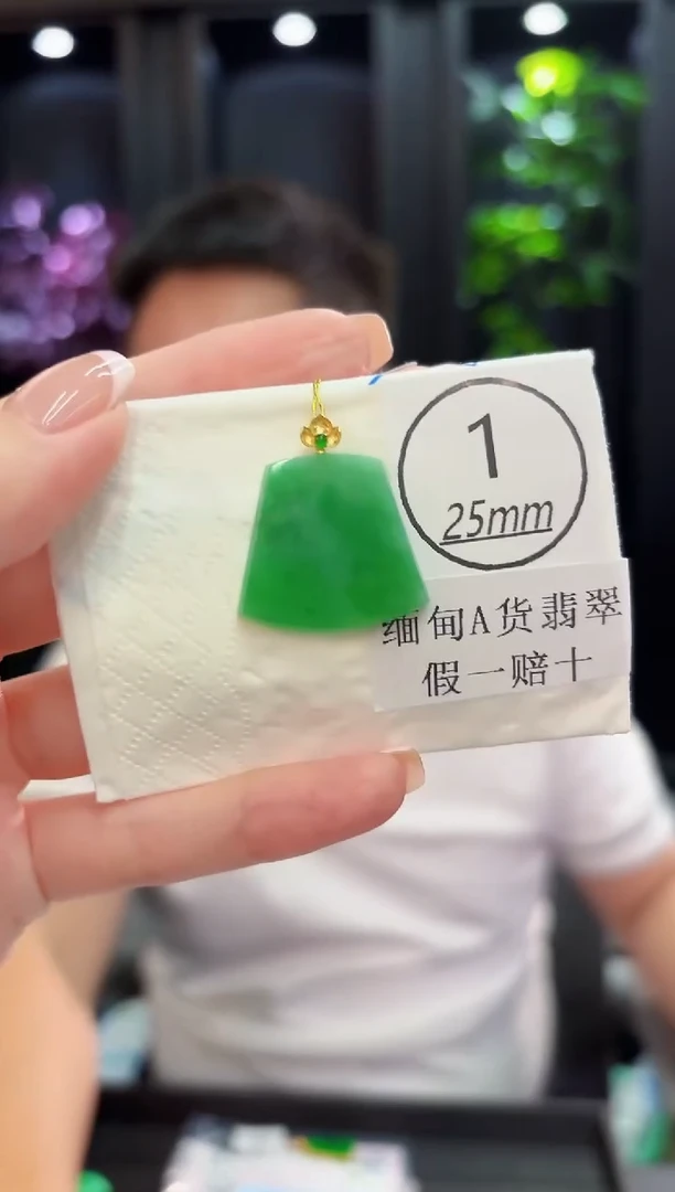颈饰18K金镶嵌翡翠缅料A货/支持复检/一件
