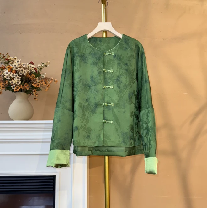 [‌折青]Q281春季手工盘扣宽松女装女国风复古上衣新中式开衫