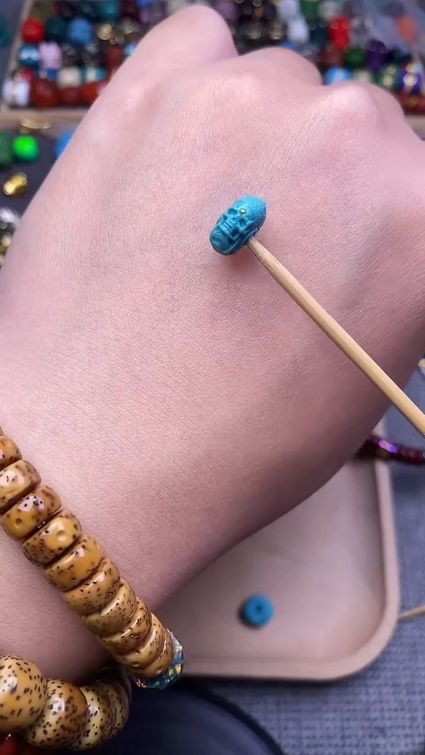 手工艺品琉璃精工骷髅扣子 单个发