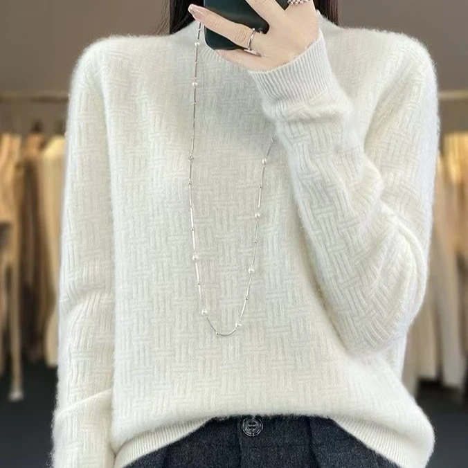 【蒸蒸日上】纯山羊绒全身花型半高宽松上衣XWY