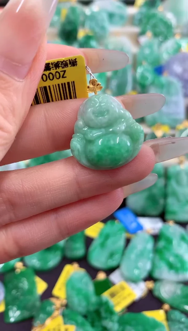 翡翠18K金镶嵌吊坠(不含链)挂件