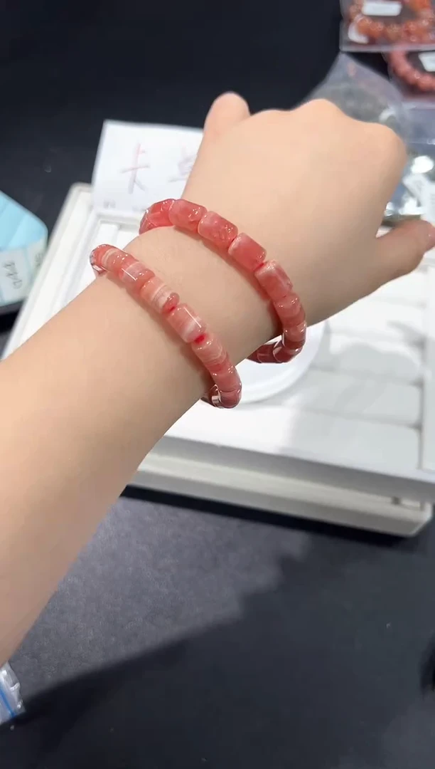 未镶嵌菱锰矿（红纹石）手串28q多样性发其一【1条】默认微瑕