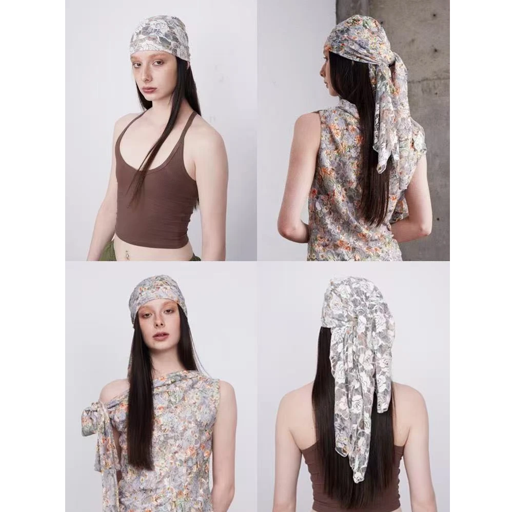 【LOCAT】do not disturb  花蕾丝碎花方巾头巾  DND164