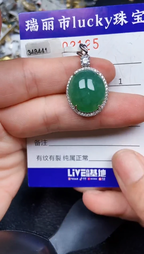 翡翠银S925镶嵌颈饰2135