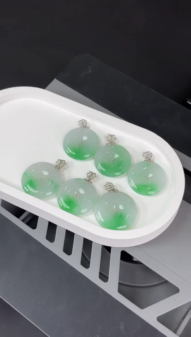 颈饰18K金镶嵌翡翠YM1425 平安扣多样性发一件