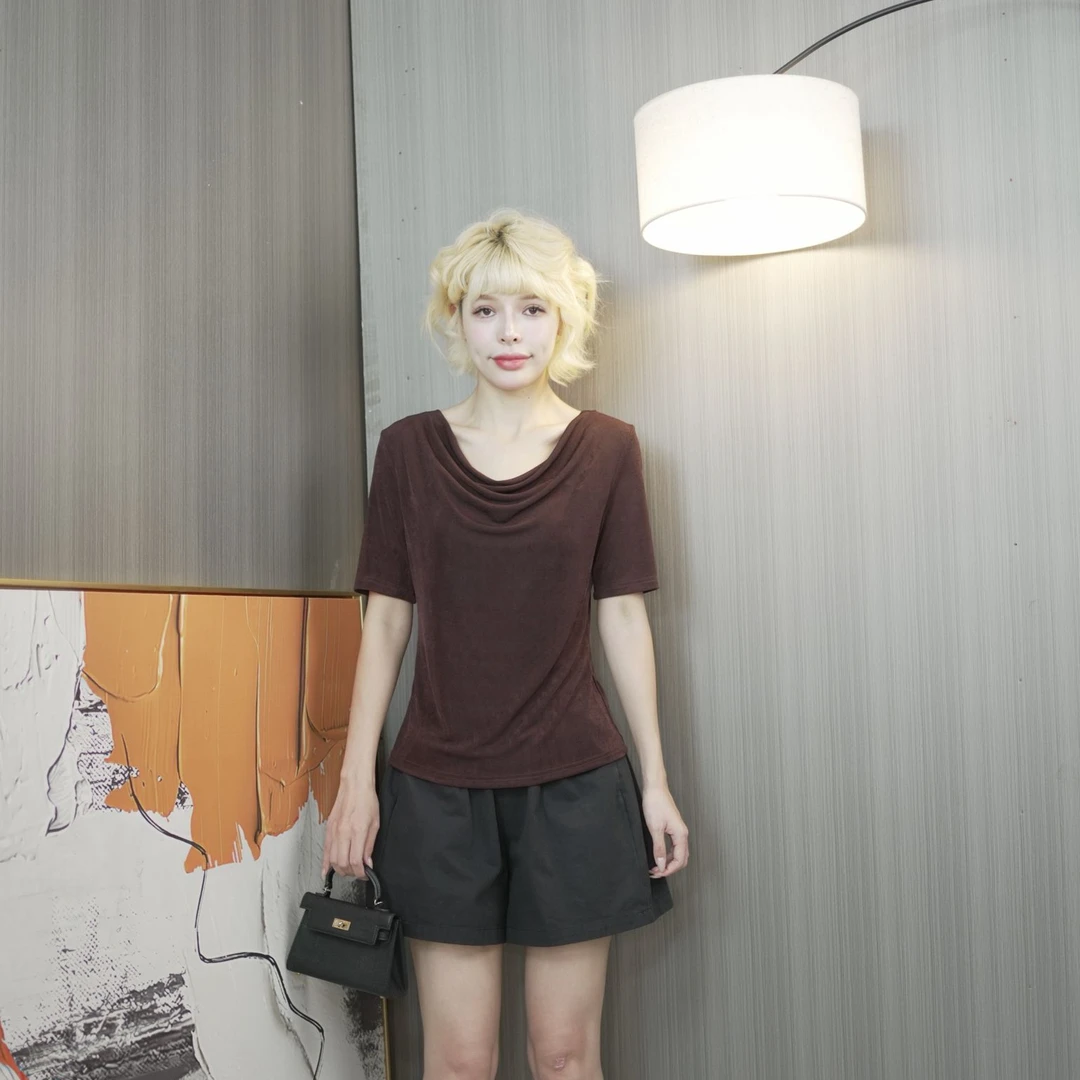 【冰冰原创】809新款网红时尚简约气质显瘦两穿百搭休闲不规则上衣