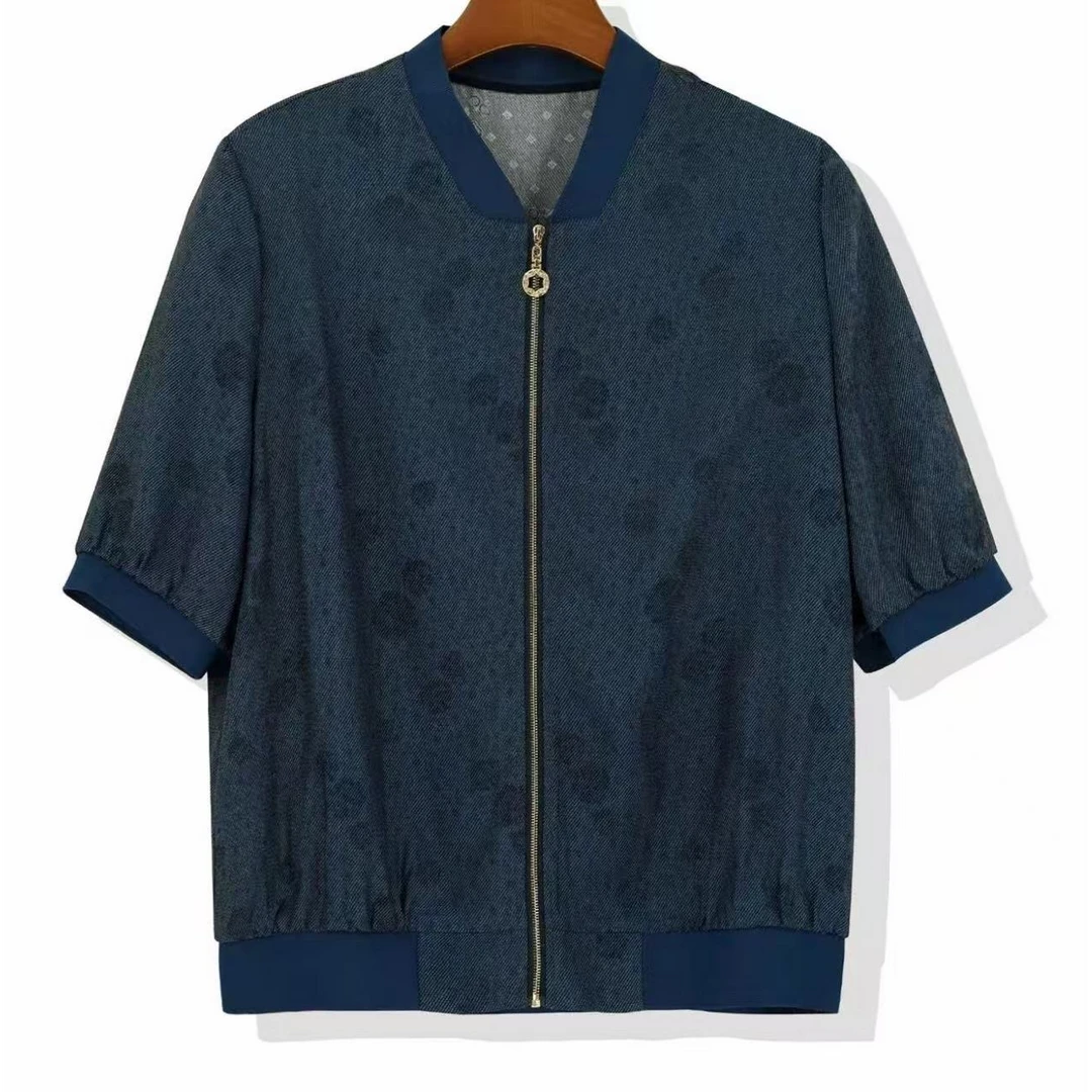 夏季新款桑蚕丝拉链圆领短袖女式小衫25DAK0664