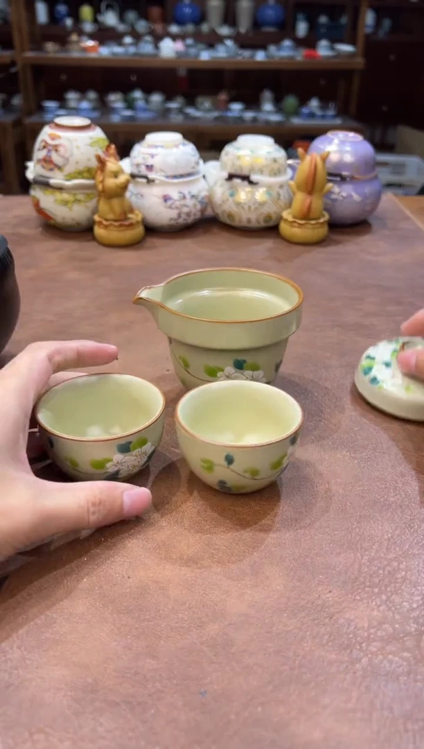 真的很便宜超好看会开片的旅行茶具