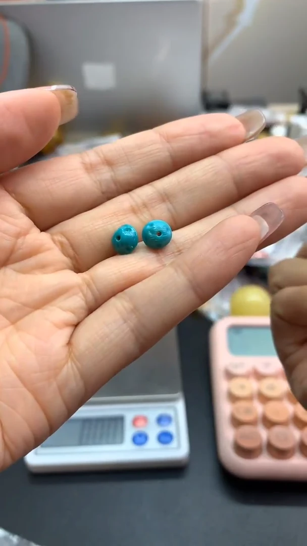 未镶嵌绿松石珠宝奇石S****小1495一对