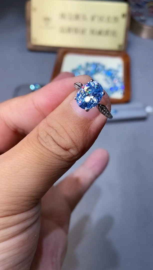 海蓝宝石戒圈银S925镶嵌........