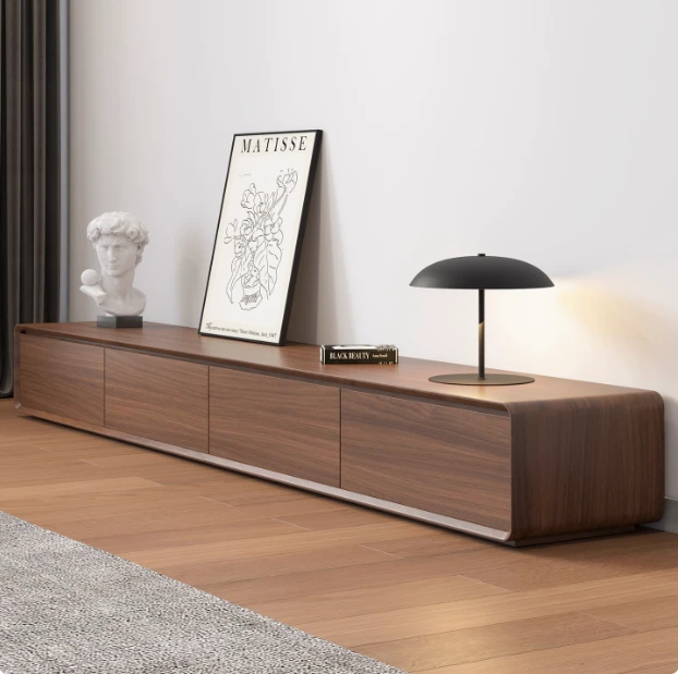 落地实木电视柜茶几组合小户型客厅简约现代高端胡桃色电视机柜