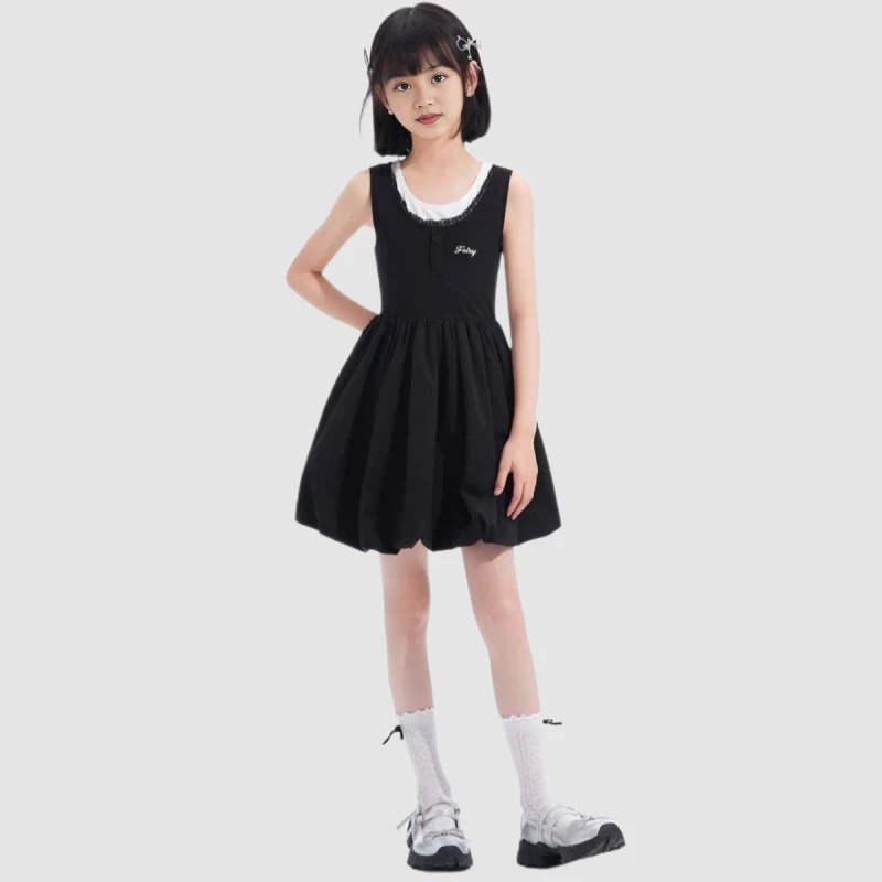 女童童装连衣裙2025夏季新款儿童凉感透气花苞裙中大童休闲裙子潮